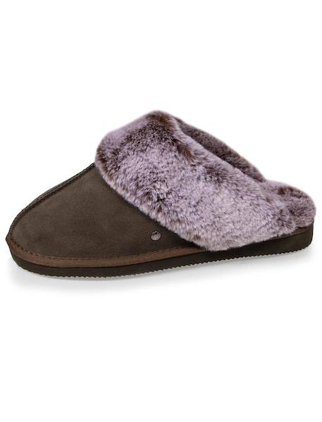 Chaussons mules cuir fourré chaud Beige+Camel+Kaki 18 - vertbaudet enfant 