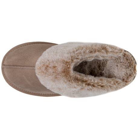 Chaussons mules cuir fourré chaud Beige+Camel+Kaki 3 - vertbaudet enfant 