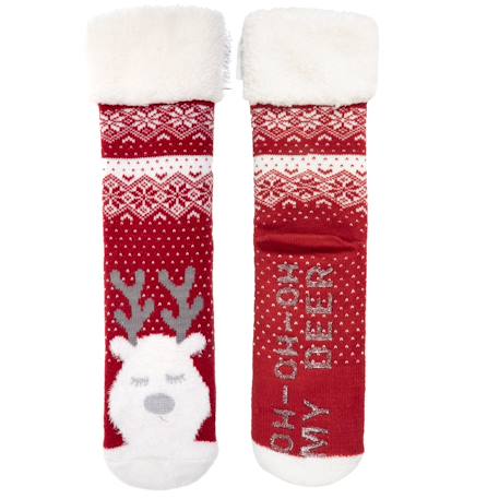 Chaussettes d'intérieur en maille, doublé sherpa, antidérapante Rouge 2 - vertbaudet enfant 