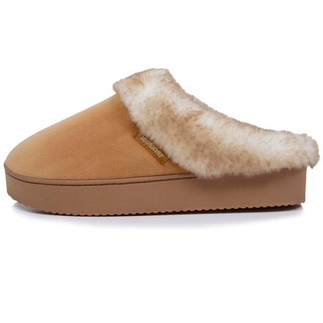 Chaussons mules velours ultra doux, compensées Camel+Noir 4 - vertbaudet enfant 