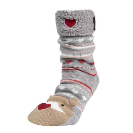 Chaussettes d'intérieur en maille, doublé sherpa, antidérapante Jacquard gris 1 - vertbaudet enfant 