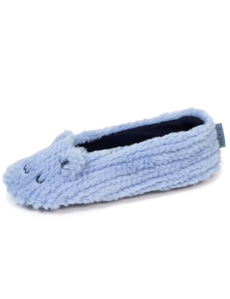 Chaussons ballerines imitation fourrure, semelle antidérapante Bleu 6 - vertbaudet enfant 