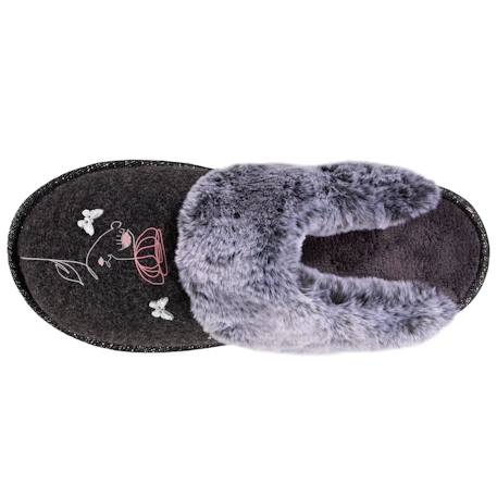 Chaussons mules ultra confortables, bordure en fausse fourrure Gris chiné 2 - vertbaudet enfant 
