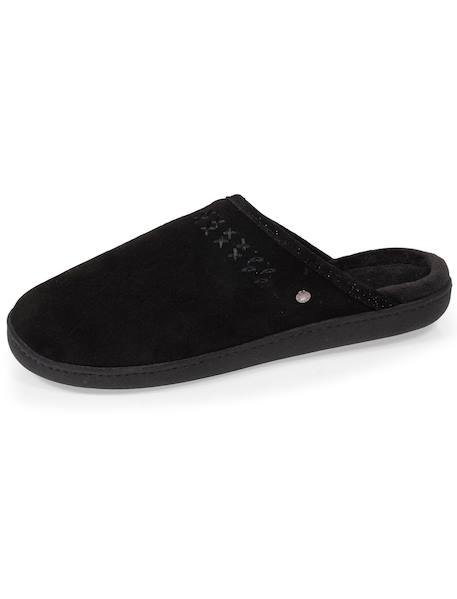 Chaussons mules ultra confortables et légères, en coton biologique et semelle à mémoire de forme Noir+Taupe 6 - vertbaudet enfant 