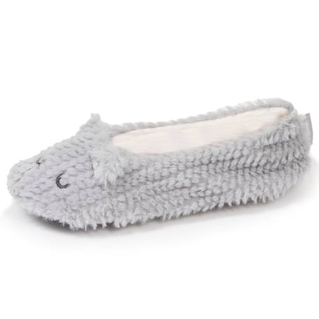 Chaussons ballerines imitation fourrure, semelle antidérapante Gris 1 - vertbaudet enfant 