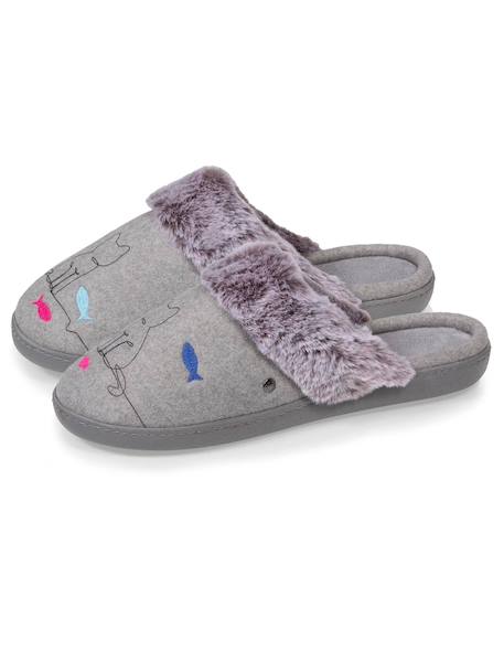 Chaussons mules ultra confortables et légers, mousse à mémoire de forme Gris chiné+Rose chiné 6 - vertbaudet enfant 