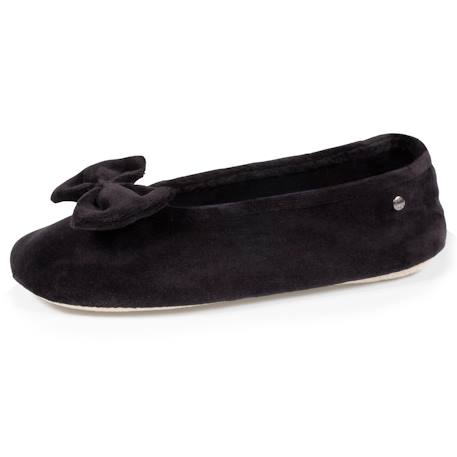 Chaussons ballerines ultra confortables, en coton biologique et semelle en cuir, détail grand nœud Corail+Noir 7 - vertbaudet enfant 