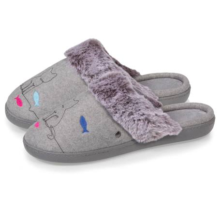 Chaussons mules ultra confortables et légers, mousse à mémoire de forme Gris chiné+Rose chiné 1 - vertbaudet enfant 