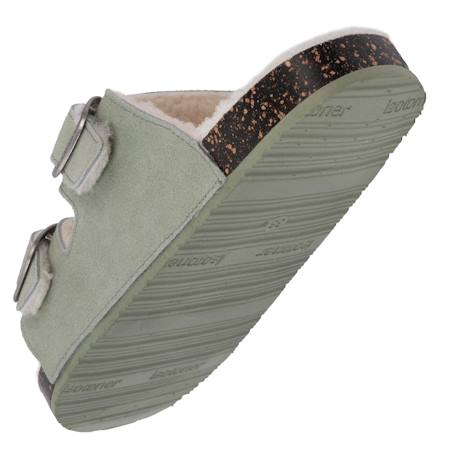 Chaussons mules ouvertes ultra confortables, en cuir Camel+Vert d'eau 11 - vertbaudet enfant 