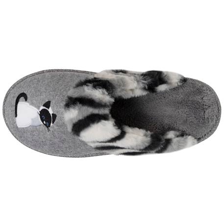 Chaussons mules chat fantaisie Gris+Rose chiné 2 - vertbaudet enfant 