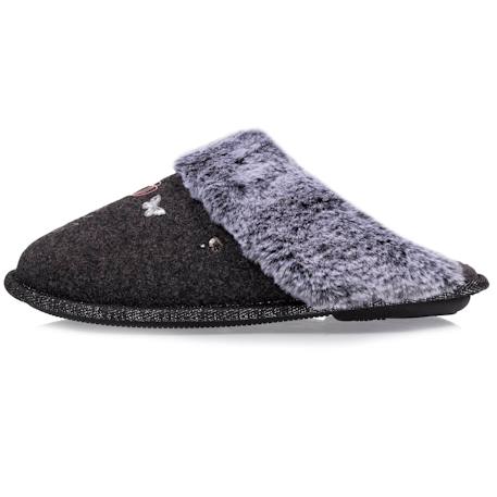 Chaussons mules ultra confortables, bordure en fausse fourrure Gris chiné 3 - vertbaudet enfant 