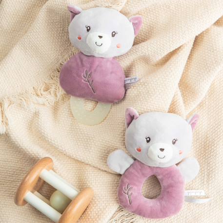 Hochet bebe bamboo - chat - 14 cm s/carte Gris 4 - vertbaudet enfant 