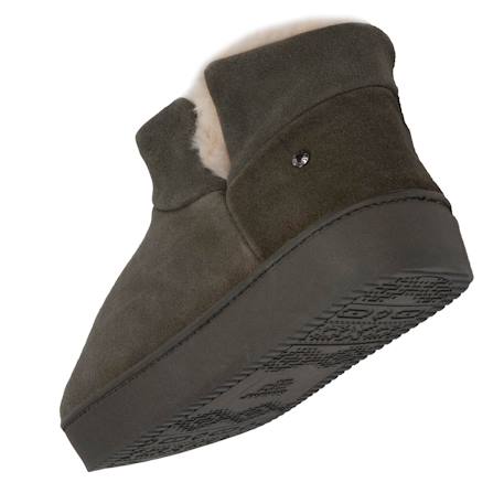 Chaussons bottillons dessus en cuir, semelle plateforme Camel+Kaki 11 - vertbaudet enfant 
