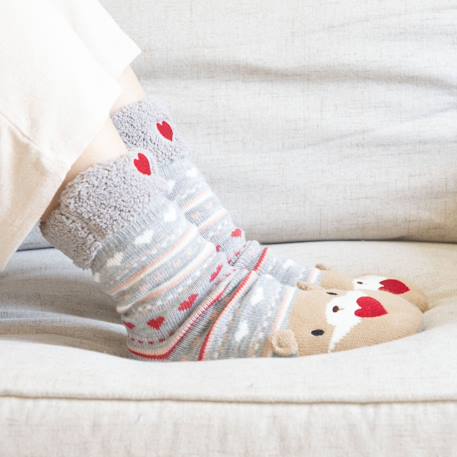 Chaussettes d'intérieur en maille, doublé sherpa, antidérapante Jacquard gris 2 - vertbaudet enfant 