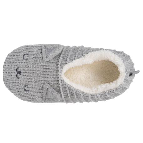 Chaussettes d'intérieur maille chenille - fourrées, antidérapantes Gris 2 - vertbaudet enfant 