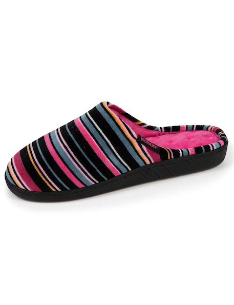 Chaussons mules semelle ergonomique confort, velours Marine+Noir+Rayures 18 - vertbaudet enfant 