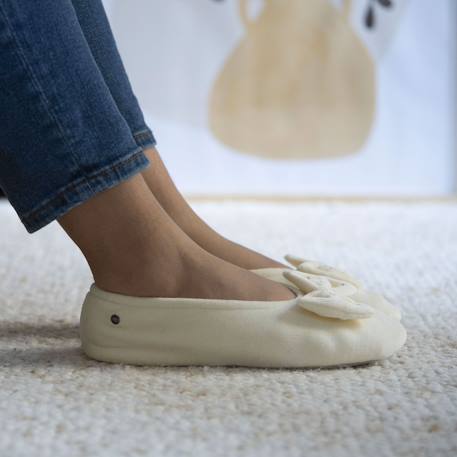 Chaussons ballerines ultra confortables, semelle en cuir, détail grand nœud Aubergine+Bleu canard+Bleu canardfleurs+Girafe+Gris chiné clair+Ivoire+Rayure marinière+Rayuresbleues+Rouge+Sauge+Vert d'eau 31 - vertbaudet enfant 