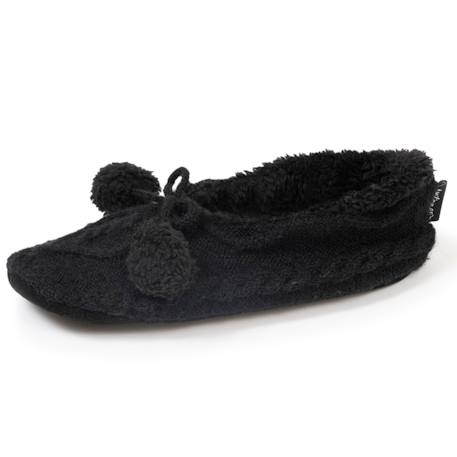 Chaussettes d'intérieur maille torsadée - fourrées, antidérapantes Noir 1 - vertbaudet enfant 