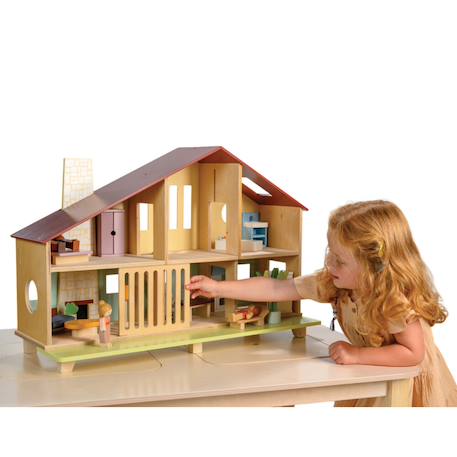 Maison de poupée en bois rétro – chalet moderne avec meubles inclus Multicolore 4 - vertbaudet enfant 