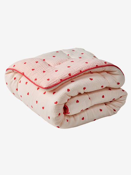 Tapis de sol / Fond de parc gaze de coton MON COEUR rose imprimé 2 - vertbaudet enfant 