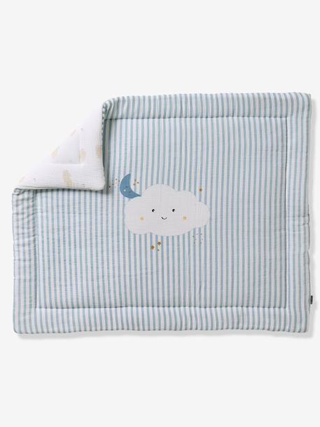Couverture / Fond de parc bébé en gaze de coton DANS LES NUAGES rayé bleu 3 - vertbaudet enfant 