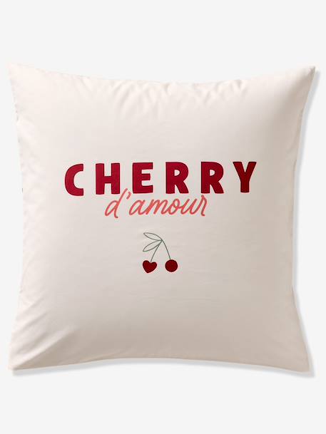 Parure housse de couette et taie d'oreiller CERISES RAYURES avec coton recyclé rayé rouge 7 - vertbaudet enfant 