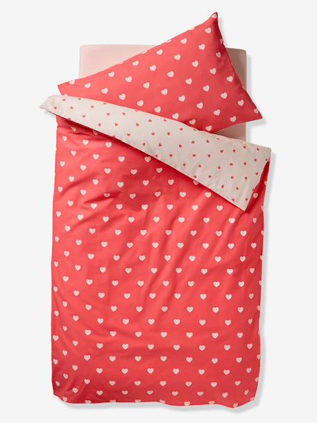 Parure housse de couette + taie d'oreiller MON CŒUR rose imprimé 4 - vertbaudet enfant 