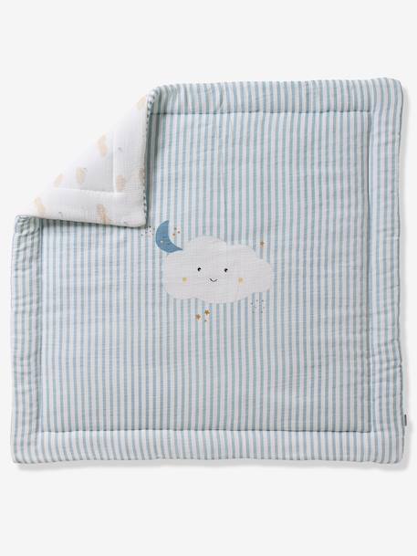 Couverture / Fond de parc bébé en gaze de coton DANS LES NUAGES rayé bleu 2 - vertbaudet enfant 