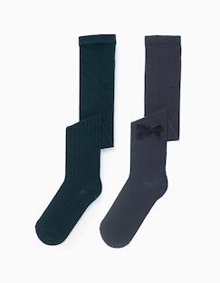 Pack de 2 collants côtelés/avec nœud  - vertbaudet enfant