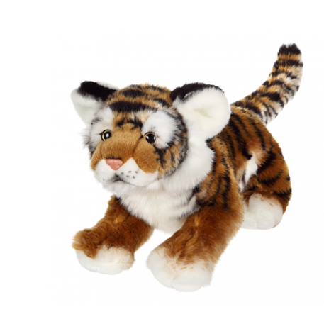 Peluche - fauve allongé 30 cm -tigre brun Noir 3 - vertbaudet enfant 