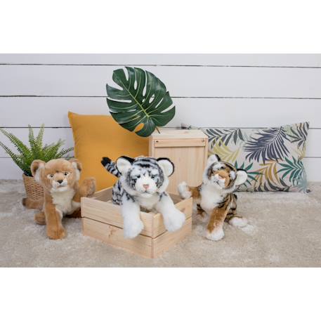 Peluche - fauve allongé 30 cm - tigre blanc Noir 3 - vertbaudet enfant 