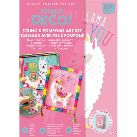 Kit créatif lamas – Totally Deco! String & Pompoms Art Set Multicolor 6 - vertbaudet enfant 