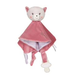 Jouet-Carré doudou bebe bamboo - chat - 24 cm s/carte