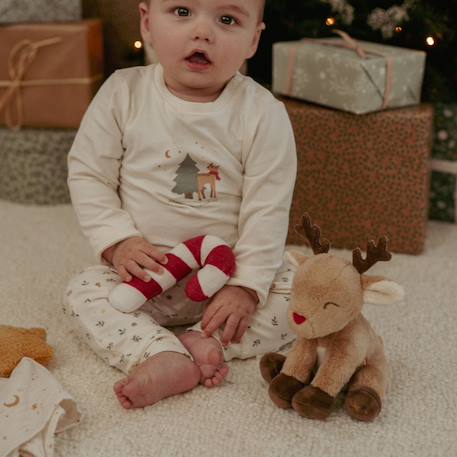 Coffret cadeau noël, doudou, un hochet et une peluche renne Marron, rouge, jaune 6 - vertbaudet enfant 