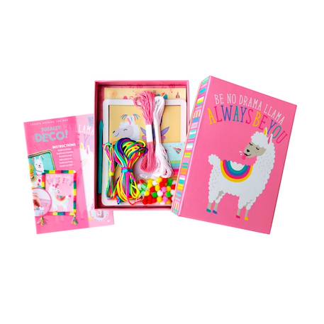 Kit créatif lamas – Totally Deco! String & Pompoms Art Set Multicolor 5 - vertbaudet enfant 