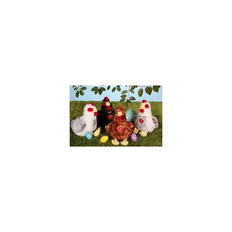 Peluche poule flammée sonore grise et blanche - 22 cm Gris 5 - vertbaudet enfant 