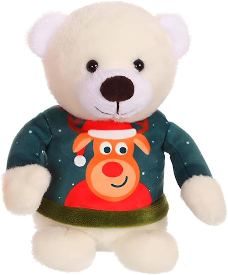 Peluche de Noel - les amis 'pull moche', ours pull vert, 24 cm Vert 1 - vertbaudet enfant 