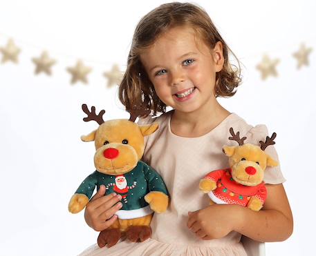 Peluche de Noel - les amis 'pull moche', renne pull vert 15 cm Vert 5 - vertbaudet enfant 