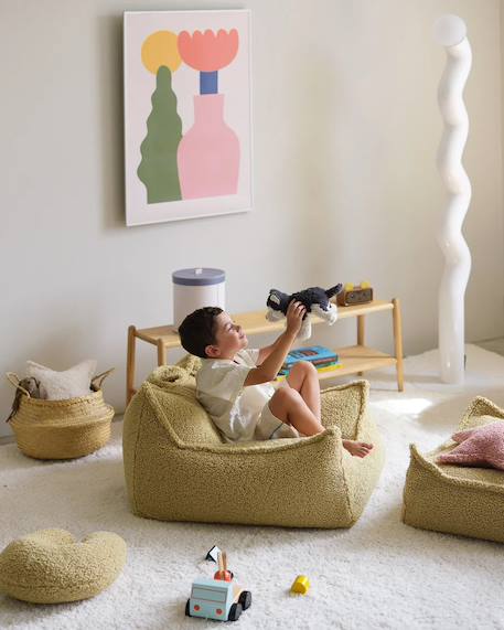 Pouf poire chambre enfant - fauteuil comfortable en teddy Biscuit+Cream white+Guava+Maple+Matcha+Warm hazel 25 - vertbaudet enfant 