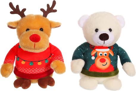 Peluche de Noel - les amis 'pull moche', renne pull vert, 24 cm Vert 3 - vertbaudet enfant 