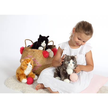 Peluche - peluche chat mimiz noir et blanc - 28 cm Noir 6 - vertbaudet enfant 