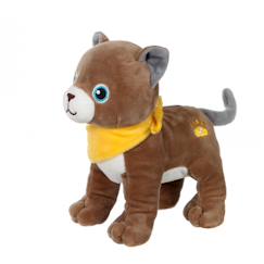 Jouet-Peluche - peluche chien fun kitties sonore, marron foulard jaune - 17 cm