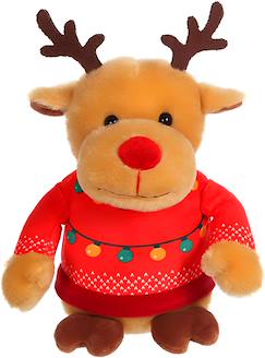 Jouet-Peluche de Noel - les amis "pull moche", renne pull rouge, 24 cm