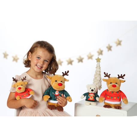 Peluche de Noel - les amis 'pull moche', renne pull vert, 24 cm Vert 2 - vertbaudet enfant 
