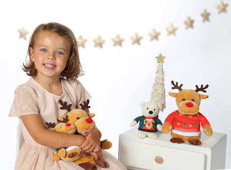 Peluche de Noel - les amis 'pull moche', renne pull rouge, 24 cm Rouge 4 - vertbaudet enfant 