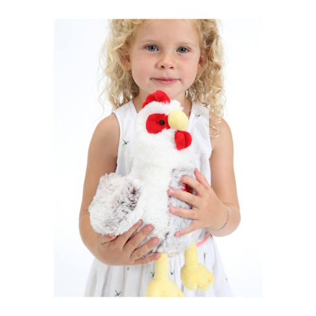 Peluche poule flammée sonore grise et blanche - 22 cm Gris 2 - vertbaudet enfant 