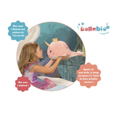 Peluche - bellabloo le narval, peluche musicale interactive et lumineuse - 35 cm Orange 3 - vertbaudet enfant 