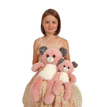 Peluche - peluche chien leggies rose poudré et gris - 48 cm Gris 3 - vertbaudet enfant 