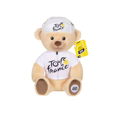 Peluche officielle ours tour de france - maillot et casquette meilleur jeune vainqueur blanc - 24 cm Blanc 1 - vertbaudet enfant 