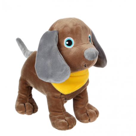 Peluche chien fun puppies sonores, marron foulard jaune Jaune 1 - vertbaudet enfant 
